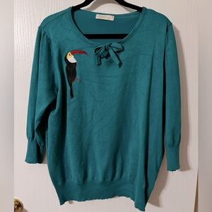 Belle Poque embroidered tie front sweater